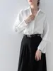 Women's Blouses White Women Tops Shirt 2024 Spring French Style Elegant Commuting Long Raglan Sleeve V-neck Casual Blouse For Office Lady