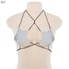 Kadın Seksi Glitter Yansıtıcı Beş Noktalı Yıldız Bra Strappy Bandage Halter Top Bralette Nightout Clubwear Metalik Budier Parça 240325