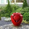 Trädgårdsdekorationer 16.93 "Glazed Pot Outdoor Floor Fountain med LED -lampor - Röd