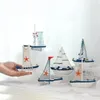 Kitchen Storage Nautical Sailboat Model Room Home Decoration Figurines Miniatures Mediterranean Style Kawaii Accessories Shell Boat