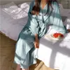 Roupas de roupas de casa Mulheres de banheira babados de manga comprida estilo coreano Robe doce spa elegante spa Lady Spring Autumn vestes de vestes de pijamas