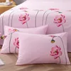Sängkläder sätter tredelar bomullstwill broderad lotusbäddsark (1 platta ark 2 kuddväskor) för hemrosa