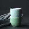 Tumblers 6pcs longquan celadon handwerk gesneden huishouden woonkamer theekopje keramische theeset accessoires waterkok water mok porselein theeware