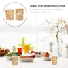 マグ2 PCS Bamboo Cup Sleeves Clear Glass Vases Drinking Covers Accessory Decorations Creative Protectors Weaving Protective