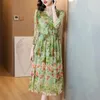 Casual Dresses 2024 Fashionable Women's Green Fragmented Silk Dress Large Loose Tight Beach Long Elegant Party Vestidos