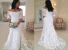 2019 Vintage Bohemian A Line Beach Wedding Dresses Off the Shoulder Full Lace Half Long Sleeves Country Style Brudklänningar Cheap5691758