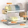 Cuisine Storage Meidjia 3 Tier en acier inoxydable Plat Drying Rack Ustensiles Plaque Bowl Organisateur Évier comptoir