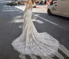 Abiti da sposa sexy sirena in pizzo da spalla maniche lunghe boho beach abiti da sposa bottini posteriori