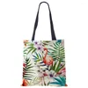 Sacs de rangement Flamingo Plant imprimé graphique Sac hipster eco lin shopping girls mode décontracté pacakge main