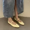 Casual Shoes 2024 Spring Autumn Flat Mary Janes Woman Candy Color Soft Leather Ballet Flats Ankle Strap Comfy Mocaasins For