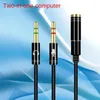 3,5 mm Jack Microfone Headset Audio Splitter Aux Extension Cable fêmea a 2 fone de ouvido masculino para telefone L1