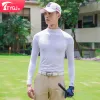 Shirts TTYGJ Men's UV Shirt LongSleeved Sun Protection Golf Tshirt Men's High Elastic Underwear Ice Silk Cool Golf Clothing