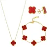 Ny Clover dubbelsidig Fritillaria -armband flickvän och bästa vän halsband hängande stud lyxiga designer smycken set valentines dag födelsedagspresent