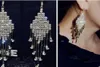 Silver Gold Plated Bridal Crystal Drop Earrings 10cm Shiny Women Girls Jewelry Rhinestone Chandelier Tassel Earrings Wedding Acces7984344