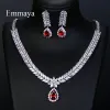 Sets Emmaya Luxury AAA Cubic Zircon 4 Colors Water Drop Wedding Earrings Necklace For Women Bridal Jewelry Sets Party Accessories