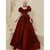 Robes de fête Robe de vin Yosimi-rouge pour femmes Long Night Slash Neck Off the A-Line Wedding anniversaire