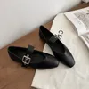 Sapatos casuais sandálias femininas Ballet Flats Mulher apontada Rivet única fêmea rasa de grossa Mary Janes Zapatos de Mujer