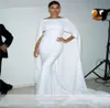 Simple White Wedding Dresses Elegant Cape Style Mermaid Bridal Gowns South African Wedding Vestidos Custom Made Women Formal Wear2989498