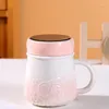 マグカップ韓国スタイルのインマグとふたをした家庭用セラミック朝食カップオフィス水カップルギフト