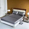 Folha de cama de cetim Conjunto de cor sólida ajustada de solteiro de tamanho rei de luxo de luxo Rayon Flat 240325
