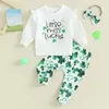 Kledingsets Puhhapiey Baby Girl St Patrick S Day Outfit Luckey Ruffle Crewneck Sweatshirts Green Pants Hoofdband Clover Set