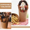 Cups Saucers 80pcs Französische Pommes Papier Snackhalter Einweg -Braten -Eiscreme Tasse Kraft Schräge