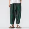 Calça masculina calça de estilo étnico de outono da primavera tendência de larem harém pantalones retro colapso de pernas largas calças de pernas largas calças de moletom