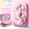 Caisses 3d eva Unicorn mignon crayon crayon caricature de la papeterie de papeterie de couleur couleur crayon crayon crayon étudiant case scolaire fournit des cadeaux