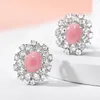 Orecchini per borchie Pansysen Romantico 925 Sterling Silver 7 9mm Oval Natural Pink Conch Shell Gem per donne Fare di matrimonio Fine gioielli