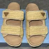 Designer tofflor virkning flatform glider pappa plattform sandaler raffia omutredning strand kvinnor lyxiga mulor raffie tjock botten sommarväv