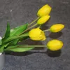 Dekoratif çiçekler 1pc 5 buket lüks silikon gerçek dokunmatik laleler yapay çiçek ev yemek masası düzenleme tesisi