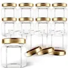 Servis 20st med lock hexagon glas burkar bröllop gynnar 45 ml mini honung små förvaringsbehållare för gäster gåva