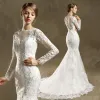 Dresses Berta Mermaid Wedding Dresses Long Sleeves Off Shoulder Full Lace Court Train White Ivory Bridal Gowns Wedding Gowns Custom Made H