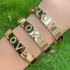 Bracles 3pcs, amour minimaliste cz pave bracele pour couple à la mode oral de couleur métal bracelets de mariage bijoux de mariage cadeau