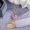 Pendant Necklaces Gorgeous Pink Color Heart Necklace Women Engagement Wedding Bridal Brilliant CZ Girls Statement Jewelry