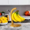 Cocina Bamboo Banana Fruit Hanger brazo con gancho de acero inoxidable para mantenerse ordenado y limpio
