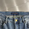 2024 Spring herfst borduurwerkafdruk zipper heren jeans licht gewassen man's lange potloodbroek wcnz038