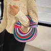 Shopping Bags Handbags For Women 2024 Gold Luxury Designer Brand Handwoven Noodle Rope Knotted Pulled Hobo Silver Evening Clutch Chic