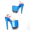 Dansschoenen 20 cm/ 8 inches met glanzende PVC Starp Small Open Teen Platform Hoge Heel Sandals Paal 238