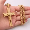 Colares de pingentes Rakol Cruz Crucifixion colar para homens Mulheres Gold Silver Black Color Aço inoxidável Crucifixo Byzanine Chain