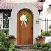 Flores decorativas Canasta de puerta de puerta en la puerta de puertas crema Hyrangea Corona artificial Falsa Floral ESTADILLO CHIC