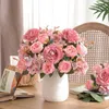 Decorative Flowers Realistic Peony Flower Arrangement Rose Pink Artificial Vintage Style Non-fading For Wedding