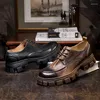 Casual Shoes Miękkie dno British British Cowhide Prace Low-Top Grube-Gole Setro Skórzanie Oxfords Cool Man Man Autumn Footwear