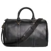 Duffel Bags Fashion подлинная кожаная сумка мужчина корова женские женские путешествия черные большой плечо -выходные багаж