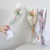 Present Wrap 10st Single Rose Sleeves Flower Wrapping Påsbukettförpackningspåsar Rensar Cellofan Floralomslag för alla hjärtans dag