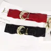 Belts Wide Waistband Women's Gold Square Buckle Decorative Black Elastic Needle