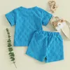 Ensembles de vêtements pour enfants pour enfants bébé filles vêtements d'été damier de poche à manches courtes t-shirts t-shirts