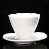 Cups Saucers Hexagon Teacup Flower Shape Small Chinese White Ceramic Oriental Tea Cup And Saucer Sets