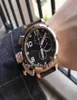 50 mm U5 mm U51 U51 Chimère Bronze 7474 Black Dial Quartz Chronograph Mens Watch Rose Gold Case en cuir STRAP STOWATC5799749