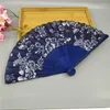 Decorative Figurines 200Pcs Wedding Favors Printing Flower Blue Cloth Folding Hand Craft Fan Classical Chinese Style Party Gifts